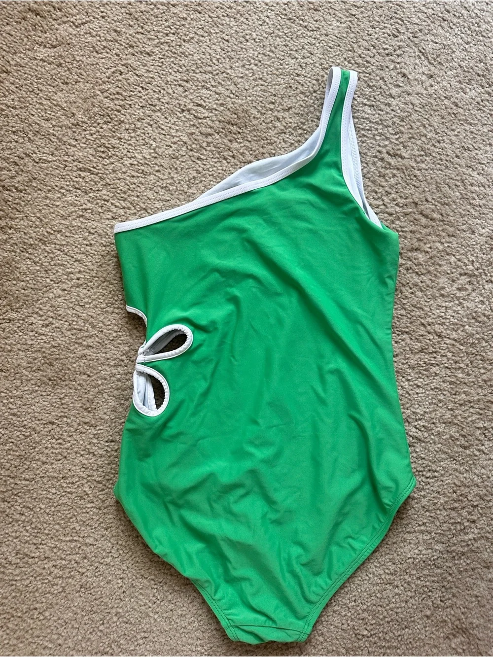 Old Navy Green One-Shoulder Girls Swimsuit with White Trim